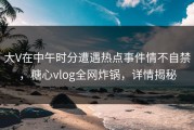 大V在中午时分遭遇热点事件情不自禁，糖心vlog全网炸锅，详情揭秘