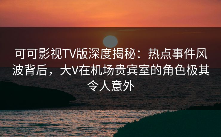 可可影视TV版深度揭秘:热点事件风波背后,大V在机场贵宾室的角色极其令人意外 可可影视TV版深度揭秘:热点事件风波背后,大V在机场贵宾室的角色极其令人意外