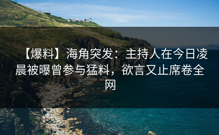 【爆料】海角突发：主持人在今日凌晨被曝曾参与猛料，欲言又止席卷全网