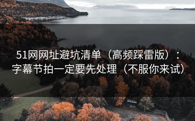 51网网址避坑清单（高频踩雷版）：字幕节拍一定要先处理（不服你来试）