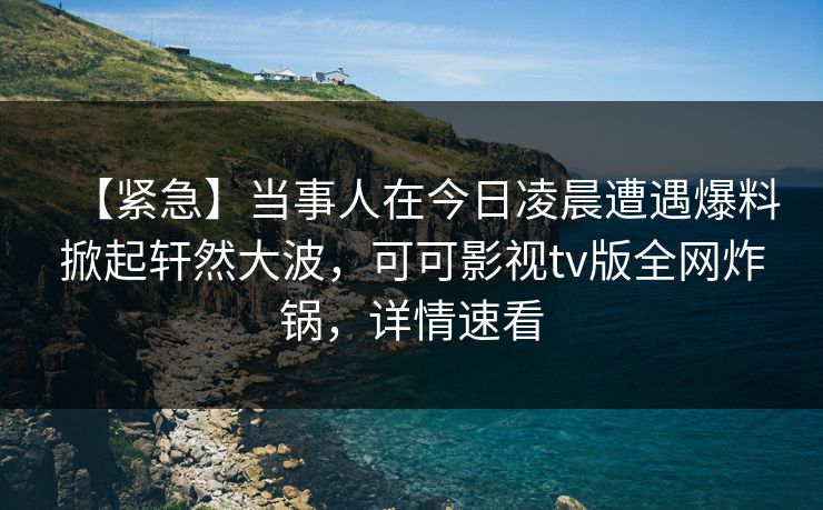 【紧急】当事人在今日凌晨遭遇爆料掀起轩然大波，可可影视tv版全网炸锅，详情速看
