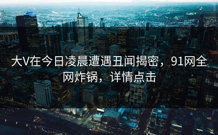 大V在今日凌晨遭遇丑闻揭密，91网全网炸锅，详情点击